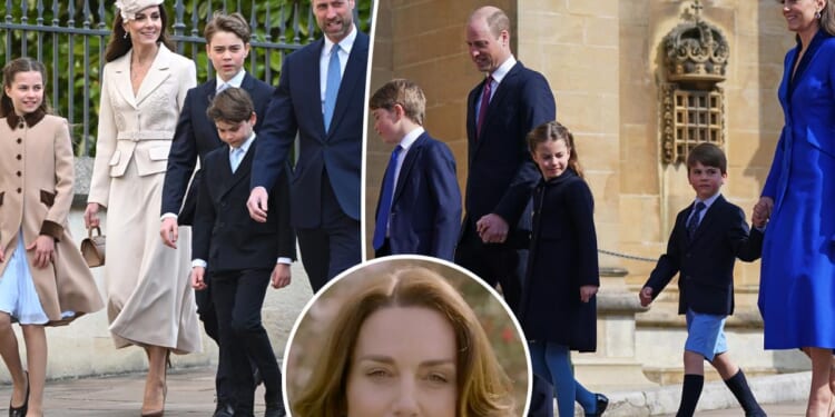 Prince William, Kate Middleton and kids attend Easter Service
