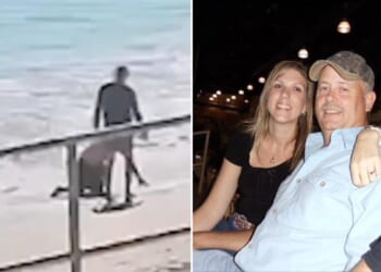 Woman leaps into action to save struggling swimmer — only to learn he's wanted for a double murder
