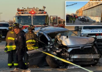 Driver-in-training crashes into NYC warehouse building, killing elderly relative in nightmare scene: cops, sources