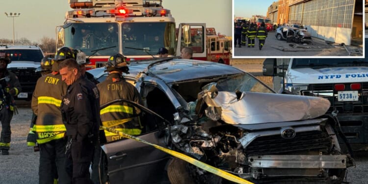 Driver-in-training crashes into NYC warehouse building, killing elderly relative in nightmare scene: cops, sources