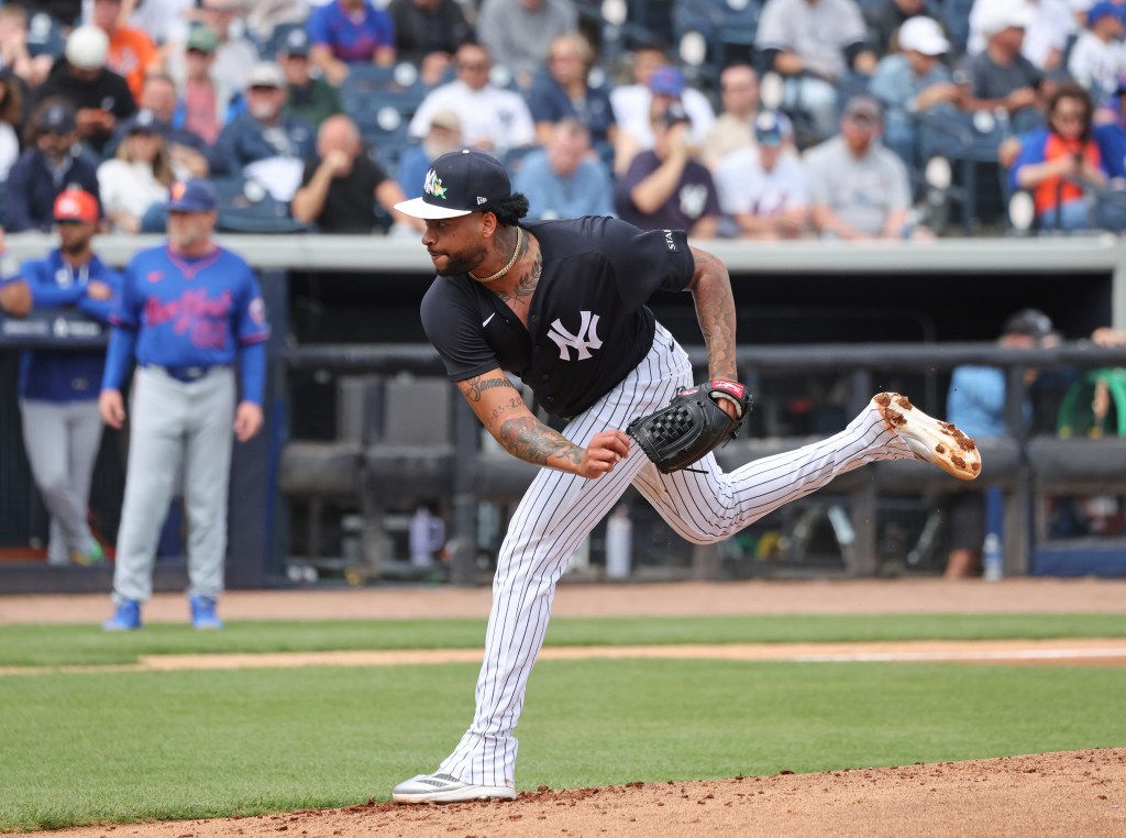 Yankees pitcher Luis Gil #81, pitching in the 2nd inning.