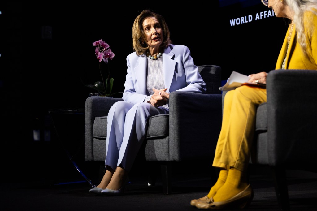 Nancy Pelosi speaking at an event in San Francisco.