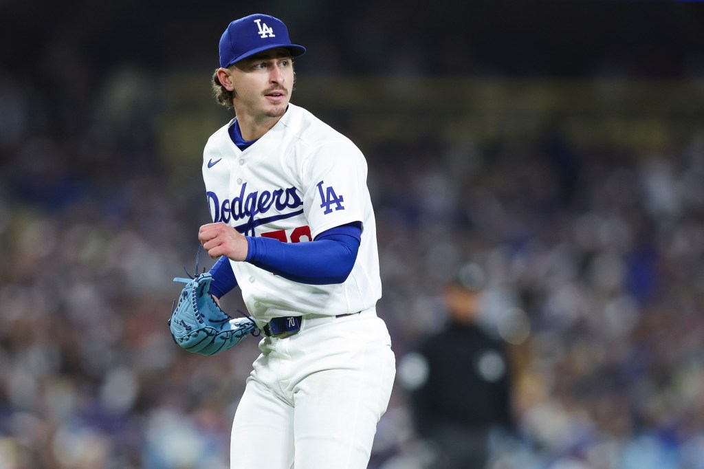 Justin Wrobleski looks on after an out against the New York Mets during the fifth inning.