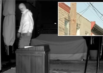 Philadelphia masked man spotted on camera lurking on home roof deck