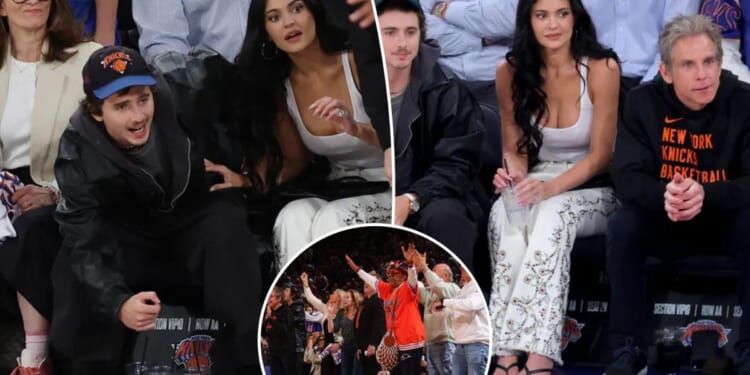 Kylie Jenner, boyfriend Timothee Chalamet at Knicks-Hawks Game 5