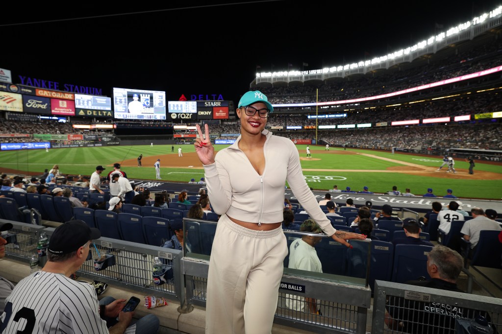 Satou Sabally attends the game between the Kansas City Royals and New York Yankees at Yankee Stadium on April 17, 2026 in New York City. 