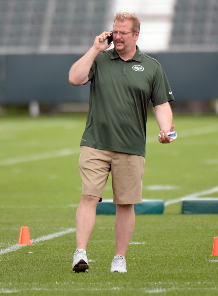 Mike Maccagnan during practice at training camp.