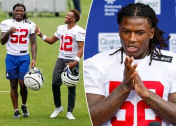 Arvell Reese puts all his tools on display for Giants at minicamp