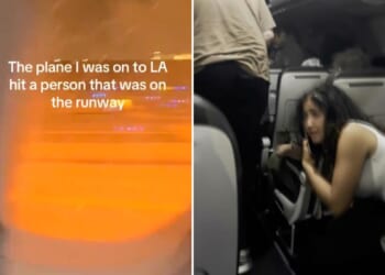 Terrifying videos show Frontier Airlines passengers fleeing smoke-filled cabin after jet strikes person on Denver runway