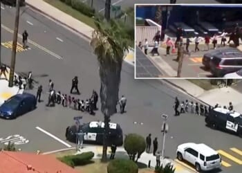 Terrifying moment small children evacuated from Islamic Center of San Diego amid shooting