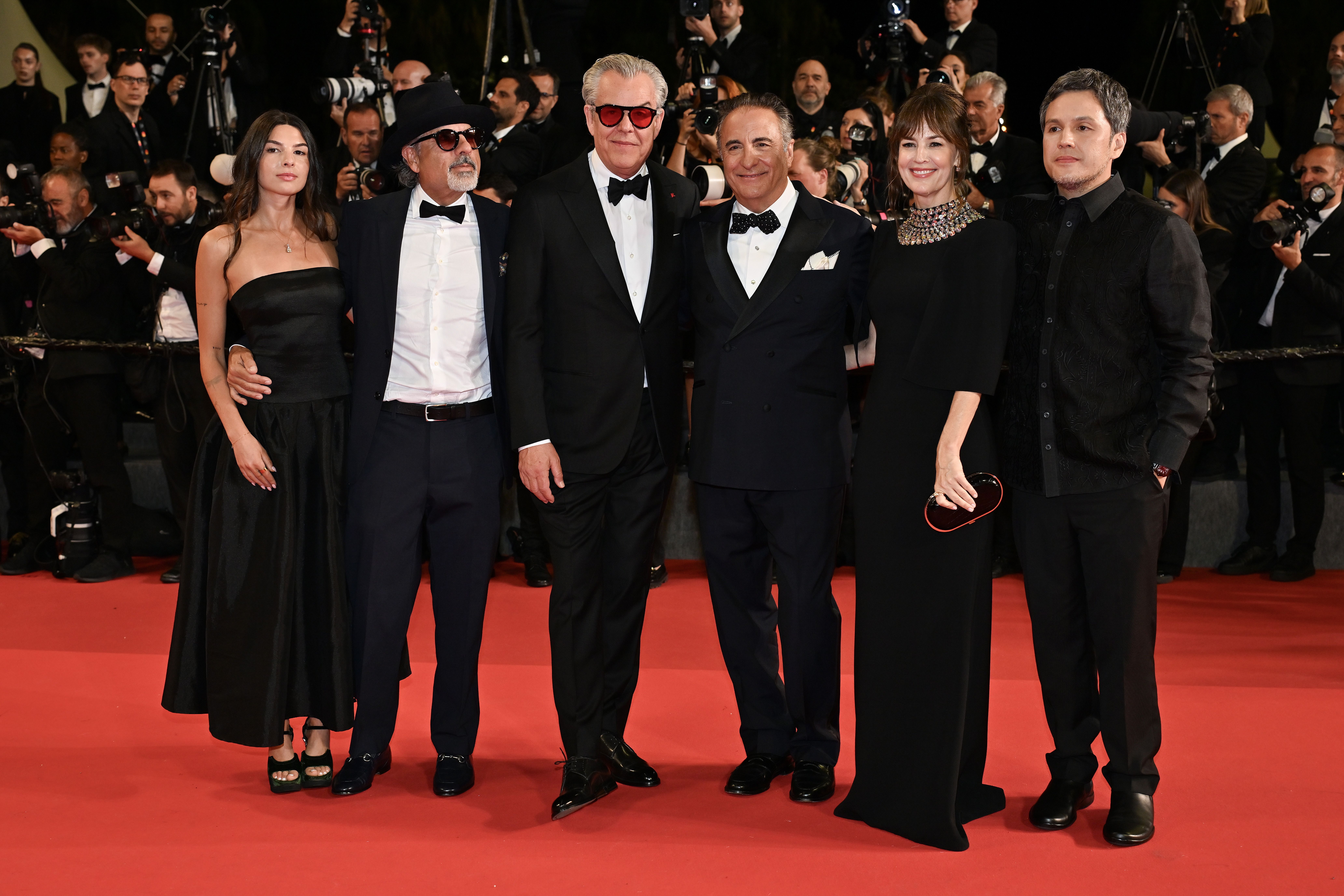 Sofia Stefan, Danny Huston, Jai Stefan, Andy García, Rosemarie DeWitt and Paul Soriano attend the "Diamond" screening during the 79th annual Cannes Film Festival