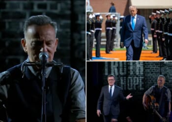 Bruce Springsteen jabs Trump, Paramount on Stephen Colbert’s second-to-last ‘Late Show’