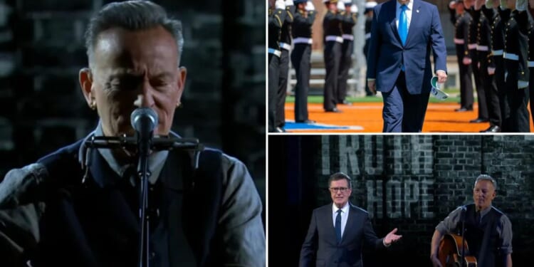 Bruce Springsteen jabs Trump, Paramount on Stephen Colbert’s second-to-last ‘Late Show’