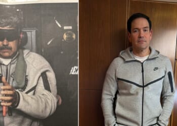 Marco Rubio Is Actually Wearing Nicolas Maduro’s Nike Sweatsuit On Air Force One
