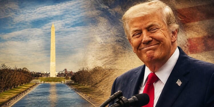 Trump Trolls Libs With AI Pic Of Him Lounging In Lincoln Memorial Reflection Pool